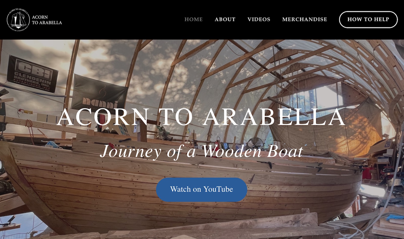 A screen-grab of Arabella's home page - acorntoarabella.com