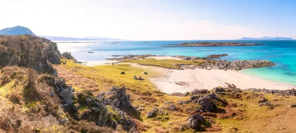 Our party camping just north of Rhu Point Beach -  Port Nam Murrach near Arisaig. Photo (c)fascinatinglight.com